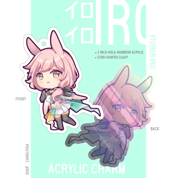 ?ACRYLIC CHARMS
A holo-rainbow Iro charm, a pastel candy bag Kirby shaker charm (the candy bag will be inflated so the contents can freely roll around inside! ?), and some sakura drink-themed clear acrylic charms &gt;:3c The sakura drink charms will have a sakura-shaped clasp. 