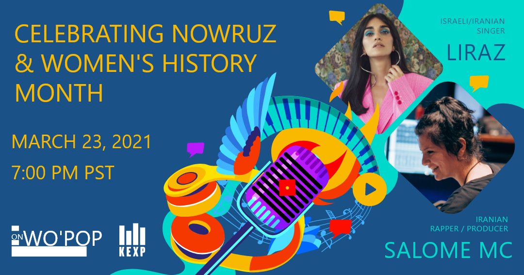 Tonight on Wo'Pop we will be celebrating the Persian new year, Nowrouz, &amp; Women's History Month.
We will have a broadcast of the Liraz Charhi Live At KEXP session, and a debut of the new Salome MC record "The Seven Climes: هفت اقلیم
<a href="/kexp/">kexp</a> <a href="/WoPopKEXP/">Wo'Pop on KEXP</a> #Nowruz #WomensHistoryMonth