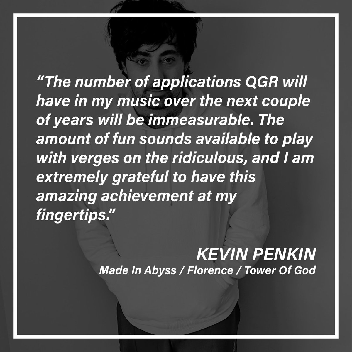 ValiantSamples's tweet photo. From composer Kevin Penkin (@kevinpenkin):

"The number of applications QGR will have in my music over the next couple of years will be immeasurable..."

Thank you Kevin 🙏🏻 https://t.co/tF4kFgsMeP