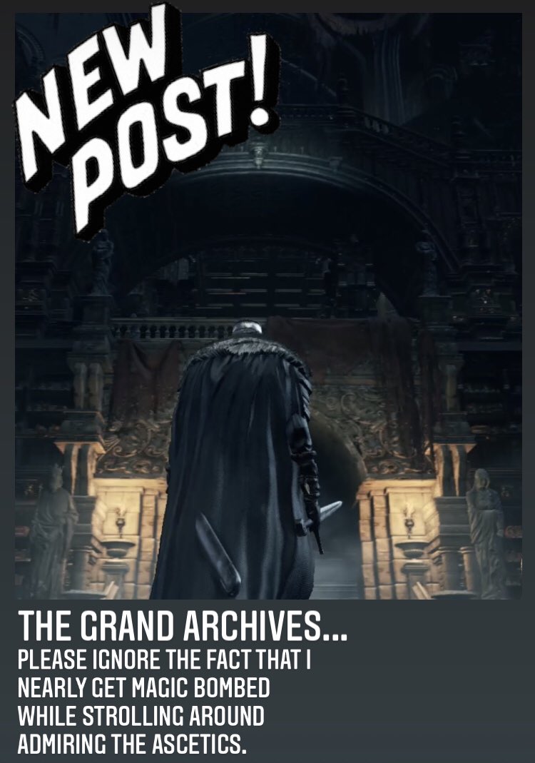 FatherWilkins's tweet photo. I’m absolutely loving the Grand Archives. Link in bio to my IGTV for a mini tour #gamerdad #gaming #darksouls #darksouls3 #fromsoftware https://t.co/fExpJexlNK