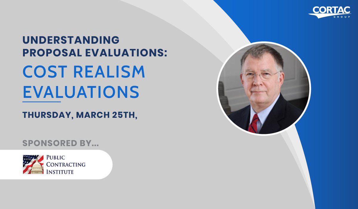 CORTACGroup's tweet photo. Reminder – our latest class, “Cost Realism Evaluations,” is in just two days! We’d love for you to join us. Find out how below!

Learn more here: https://t.co/X9crpwSRUB

Register here: https://t.co/6B9yO52CDs

Excited to see everyone there!

#Webinar
#CORTACGroup https://t.co/vmsSSQg7oT