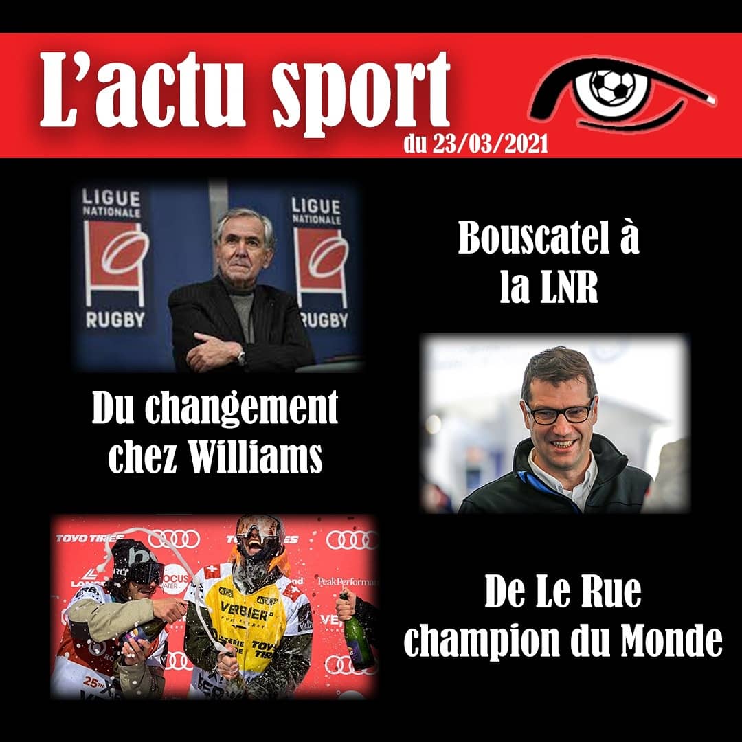 pep_ista's tweet photo. 🗞 Actus sportives du 23 mars 2021 ⬇️

🏉 Bouscatel est président 
🏎 French Touch chez Williams
🎿 De Le Rue sur le toit du monde
#Bouscatel #LNR #Williams #Formula1 #DeLeRue https://t.co/JicgZ7orIS