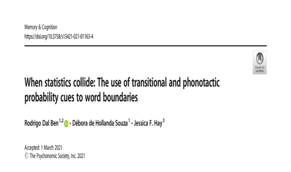 EcceInct's tweet photo. Publicação de pesquisadores vinculados ao INCT na Memory &amp; Cognition: When statistics collide: The use of transitional and phonotactic probability cues to word boundaries #inctecce #ecce2014 #memoryandcognition #article

@Psychonomic_Soc @SpringerNature

https://t.co/pum5Ep5fV4 https://t.co/I9RCfPdM7U