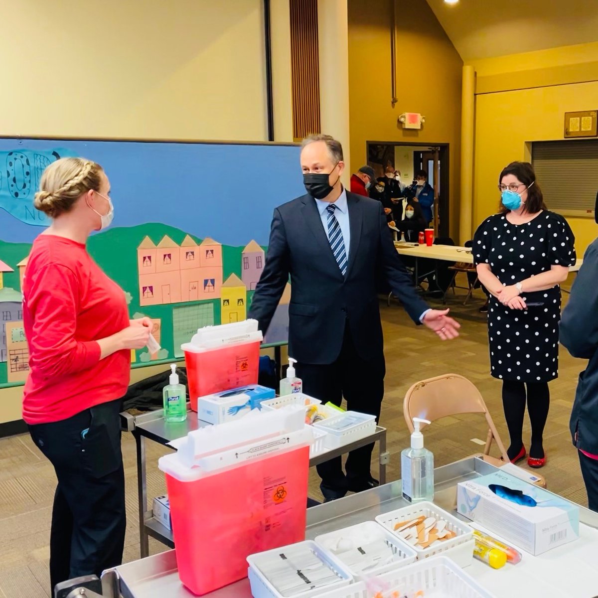 SecondGent46's tweet photo. In Blair, Nebraska I visited a special group of frontline health workers who have worked diligently throughout the pandemic to decrease the spread of COVID-19 and increase vaccination efforts. The American Rescue Plan will help rural communities like theirs expand access to care. https://t.co/Ak0Euyk6CI