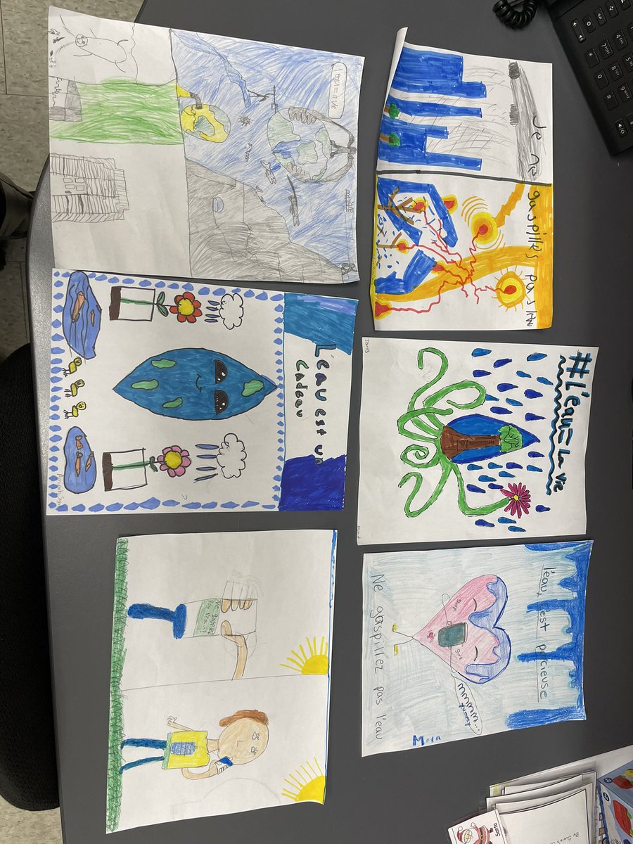Ms_Raveendran's tweet photo. Yesterday, we celebrated World Water Day in our Core French classes. We discussed the importance of water in our communities and the environment, then created awareness posters. @LLions400 @FSLDDSB @DurhamDSB https://t.co/l5t9ZyI5v5