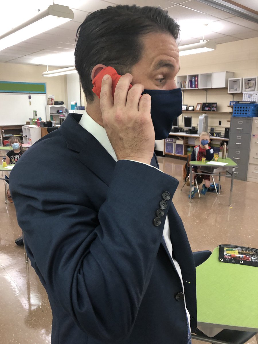 JCPSSuper's tweet image. It’s Eden’s birthday. Levi had me talking to his mom on his i Phone made of Playdoh and Brendan thanked “Mr. Superintendent” for letting him back in school. Great visits to @FieldElementary and @chenowethes today. Thanks! #JCPSReturn #WeAreJCPS