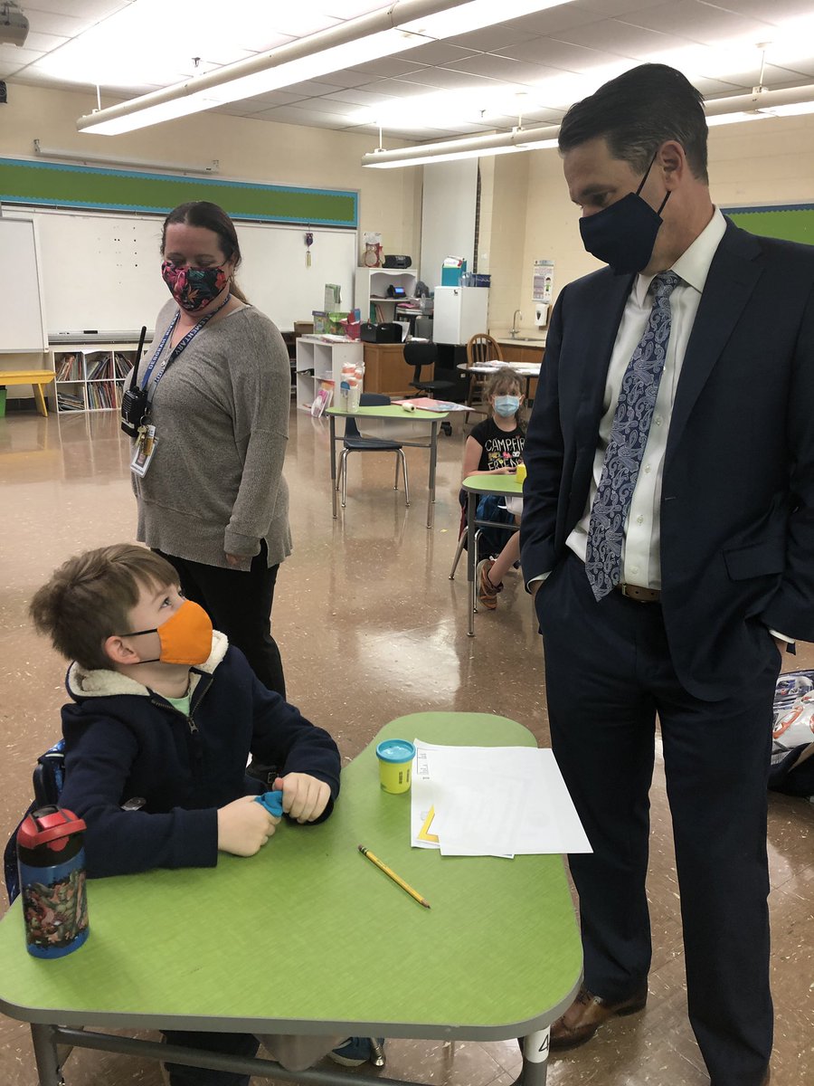 JCPSSuper's tweet image. It’s Eden’s birthday. Levi had me talking to his mom on his i Phone made of Playdoh and Brendan thanked “Mr. Superintendent” for letting him back in school. Great visits to @FieldElementary and @chenowethes today. Thanks! #JCPSReturn #WeAreJCPS