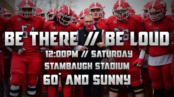 Youngstown - We need everyone’s help Saturday at 12:00 PM in Stambaugh Stadium - Let's get a big (by COVID standards) crowd this weekend! 💥🐧🏈💯👊 #GoGuins #PackTheCastle