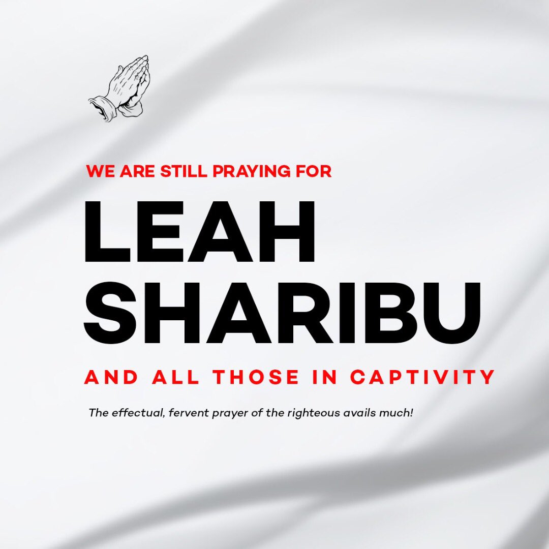 ayoade_alabi's tweet photo. Praying for Leah and all those in captivity!

Dear brethren,
It is our responsibility to stand in the gap. 

We fight on our kneels 🤗

#LeahSharibu #FreeLeah #BringBackOurGirls #NoToKidnap https://t.co/nY5wAIA8jf