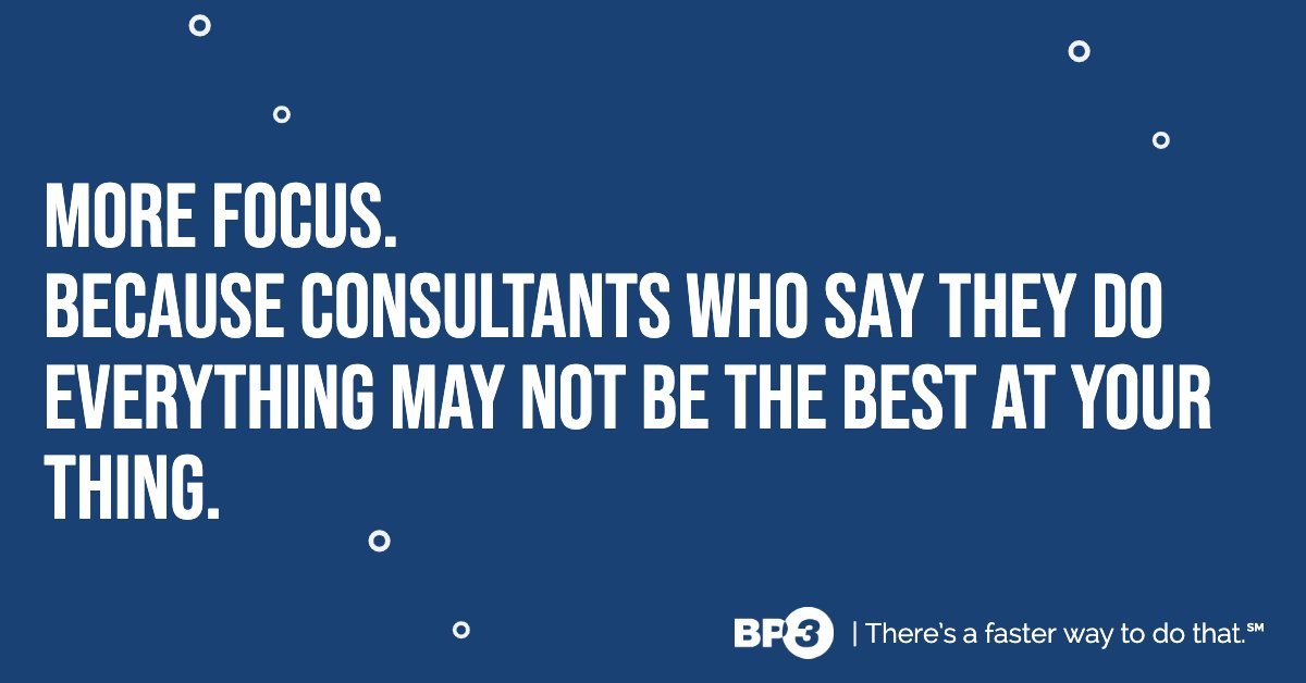 bp3global's tweet photo. Rest easy knowing that BP3 provides professionals who are 100% focused on you, your company, and your new bot. #MoreFocus #MoreForesight #MoreFollowUp https://t.co/JgcPRRjglG