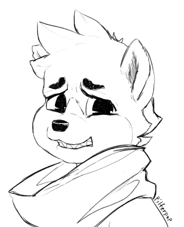 Pilferpup's tweet photo. "Holding Back the Pain"
LOL! Really like drawing complex facial expressions on my characters. XD Poor Bellyrub
#ArtistOnTwitter #sketch #expression #awkwardsmile #characterart #furryart https://t.co/2Tc5aZf9WY