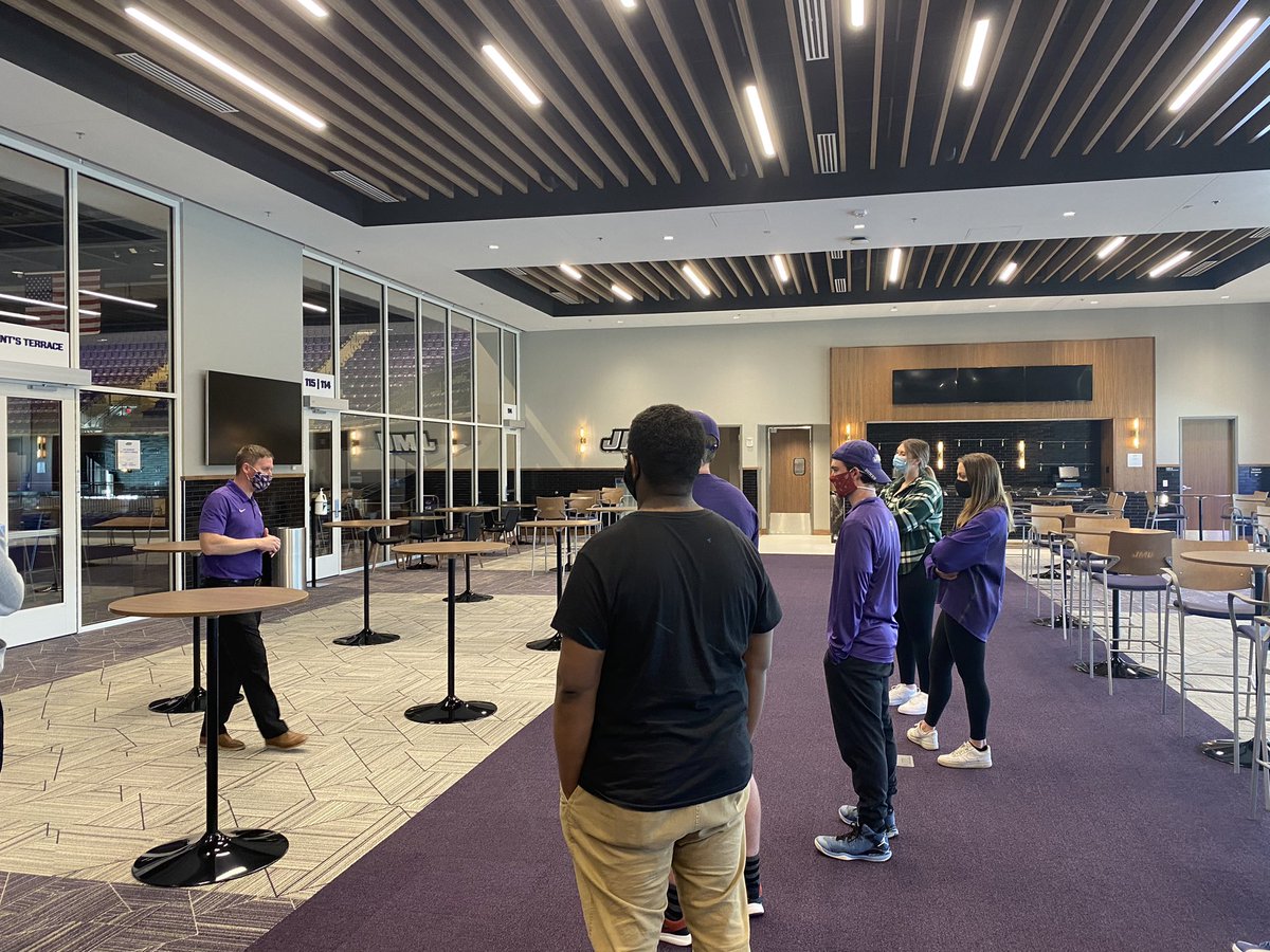 JMUSLAM's tweet photo. Thank you to Ed Franks and Ty Phillips for the awesome tour of the brand new Atlantic Union Bank Center! We really enjoyed hearing about the different amenities that go along with the arena. https://t.co/H3AurOXZYI