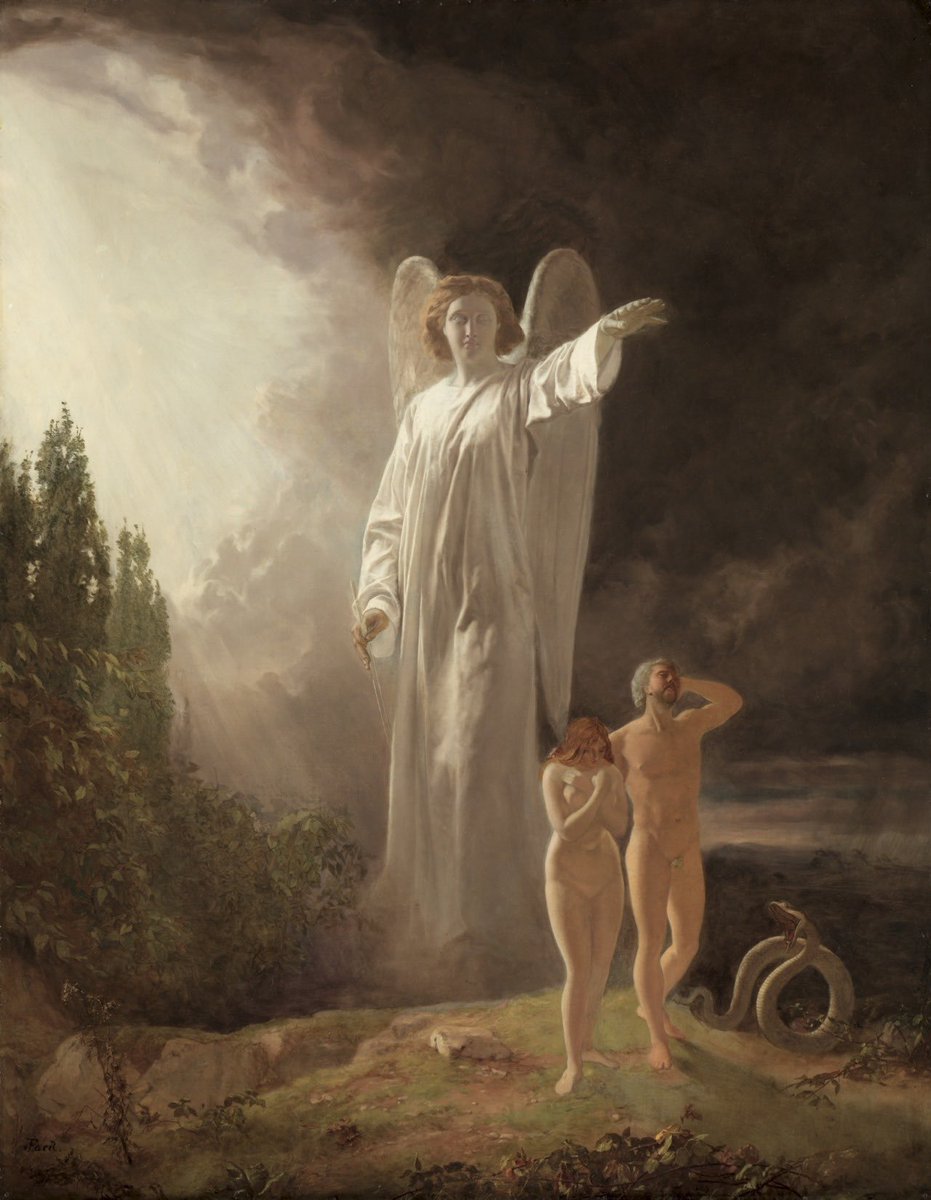 artdistx's tweet photo. John Faed, Expulsion of Adam and Eve, 1880, oil on fabric, 91.3 x 70.7 cm https://t.co/UFvAe1mBm6