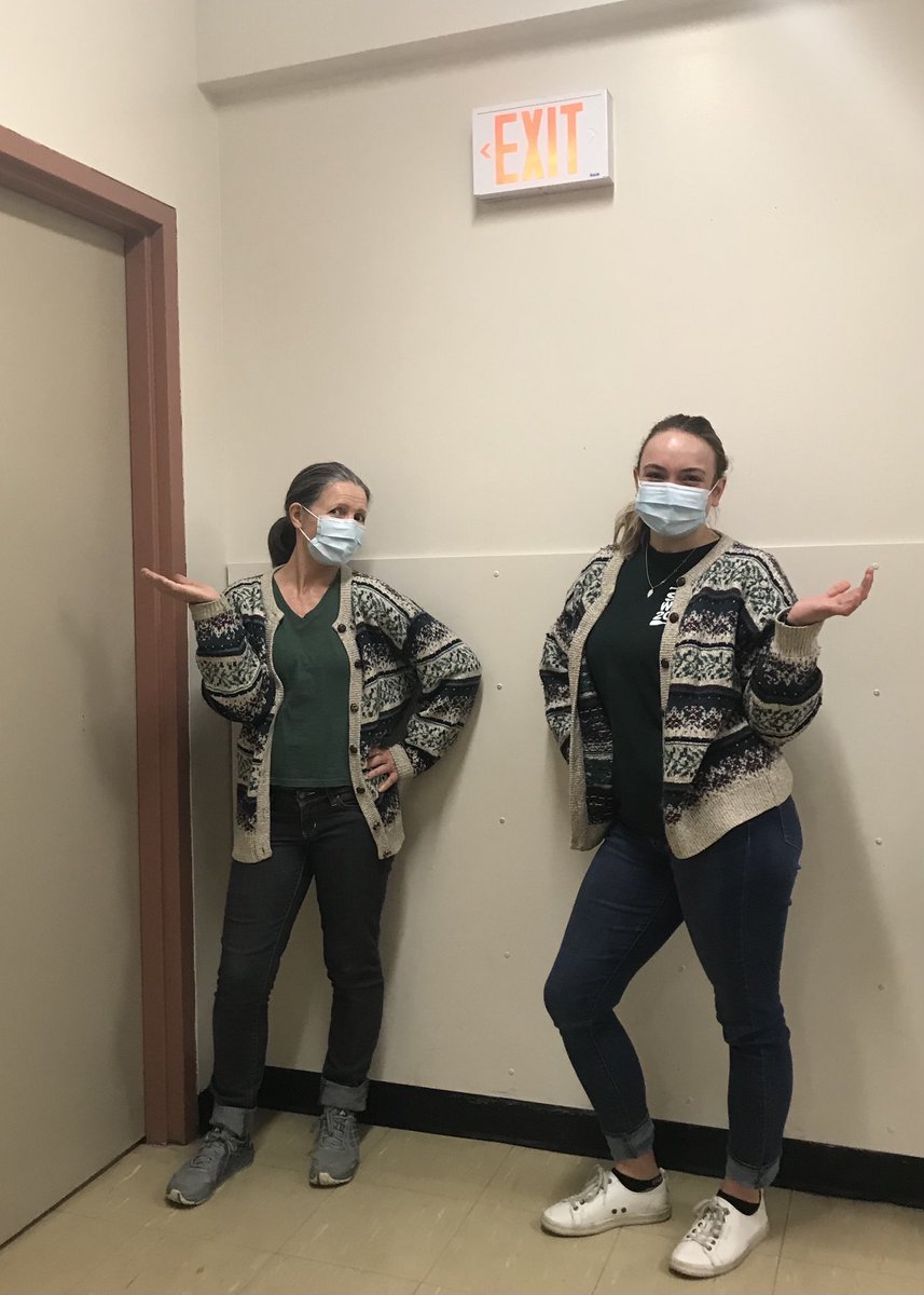 Miss_CBurns's tweet photo. Twin day at General Wolfe today! Me and Ms. Rose rockin’ our identical granny sweaters. https://t.co/QD0r4lpe0B