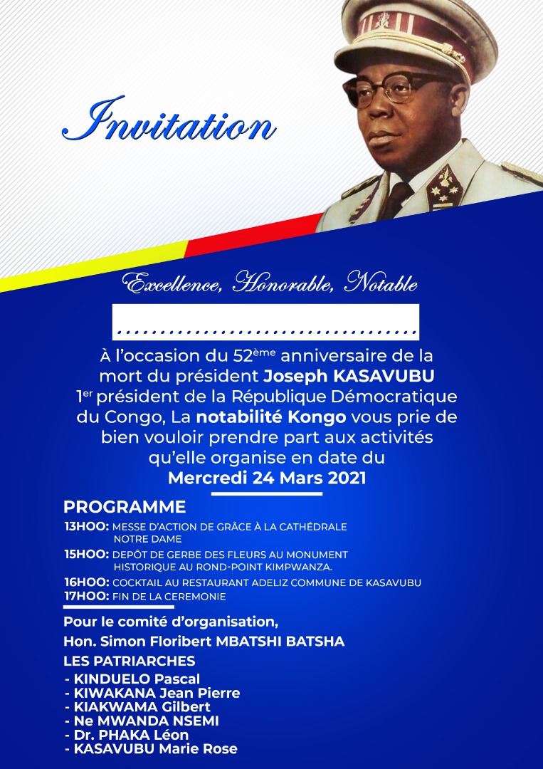 Barick Buema (@barickbuema) on Twitter photo 52ème anniversaire du décès de Joseph #Kasavubu. Le député <a href="/CrispinMbadu/">Crispin Mbadu</a> espère que l'ordonnance élevant le 1er président de la #RDC au rang de Héros national sera bientôt signée. Ce mercredi, la notabilité #Kongo organise une série d'activités à #Kinshasa.
<a href="/CKiatazabu/">Charlene Kiatazabu</a> <a href="/fatshi13/">Félix A. Tshisekedi</a> 52ème anniversaire du décès de Joseph #Kasavubu. Le député <a href="/CrispinMbadu/">Crispin Mbadu</a> espère que l'ordonnance élevant le 1er président de la #RDC au rang de Héros national sera bientôt signée. Ce mercredi, la notabilité #Kongo organise une série d'activités à #Kinshasa.
<a href="/CKiatazabu/">Charlene Kiatazabu</a> <a href="/fatshi13/">Félix A. Tshisekedi</a>