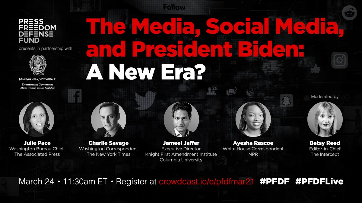 theintercept's tweet photo. Join Intercept Editor-in-Chief @BetsyReed2 as she moderates a virtual discussion on censorship and a new Biden era.
Wednesday at 11:30 AM ET. In partnership with @press_fund and Georgetown University’s @GUGovt.
Register here: https://t.co/Xx7JnwkJRc #PFDF #PFDFLive https://t.co/DGnG2Vtor9