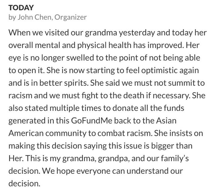 Goodable's tweet photo. Remember the Asian grandmother who was attacked in San Francisco?

People raised more than $900,000 to support her recovery.

How did she respond?

By donating it back to the AAPI community to combat racism.

#Humanity 🌏 https://t.co/to7BPXHwJg