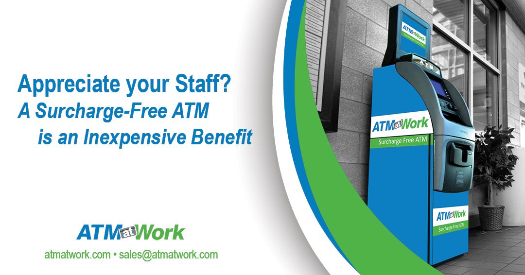 ATMatWork's tweet image. Every industry and every employee has been affected by the pandemic. Show your staff you appreciate them with an inexpensive benefit that will help them save more of their paycheck – ATM in the breakroom. 
buff.ly/3gYbFLf
#humanresources #employeebenefits #atmatwork #