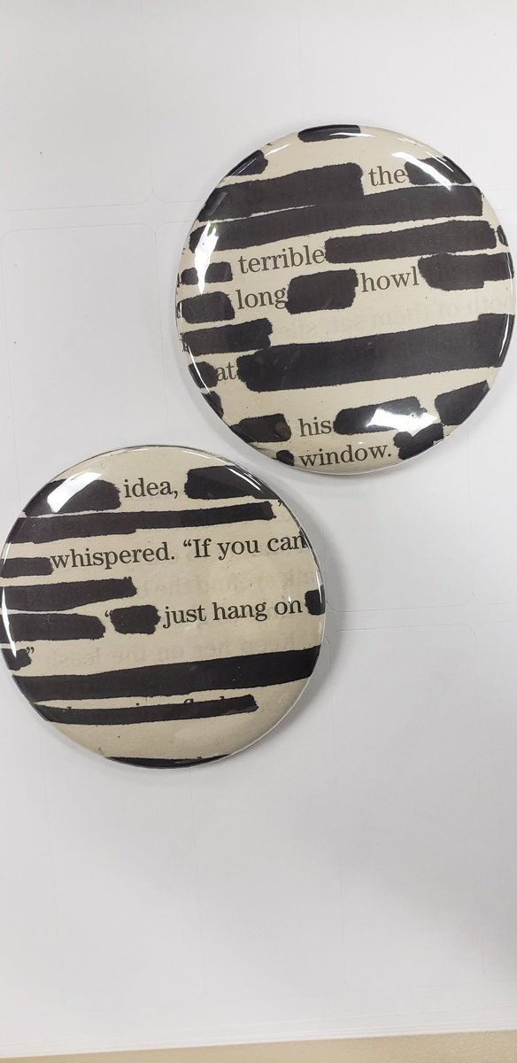 Tested out an idea and I think my students will have fun trying it. Blackout poetry buttons