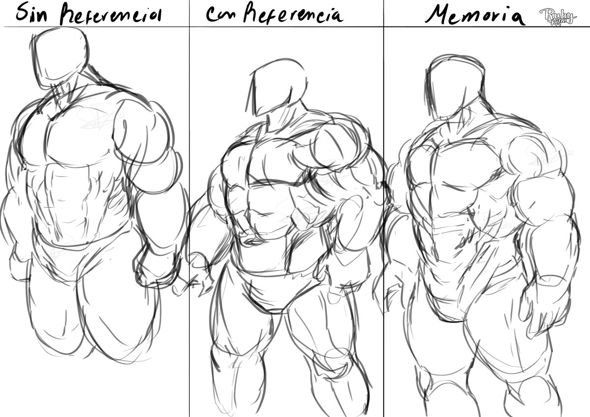 RubyKila's tweet photo. so basically this technique seems to be fun, and thats all i needed to try it XD
you draw:
-without references
-with references
-from memory
and this way you highlight your progress and weakneses! XD
#Drawing #draw #Muscular #Male #Sketch #DrawingTrick https://t.co/IJtxulZvY4