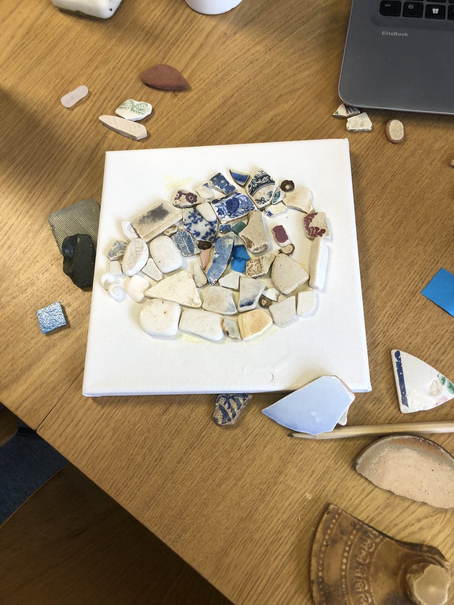 BuildingCchs's tweet photo. We spent an hour in our nurture bubble creating mosaics from found sea and river pottery. The young people were keen to know  how old it was and how long it had been in the river. It generated a lot of discussion 💖 #funforfree #playandresilience #creating #buildingresilience https://t.co/xKCjAdOGYH