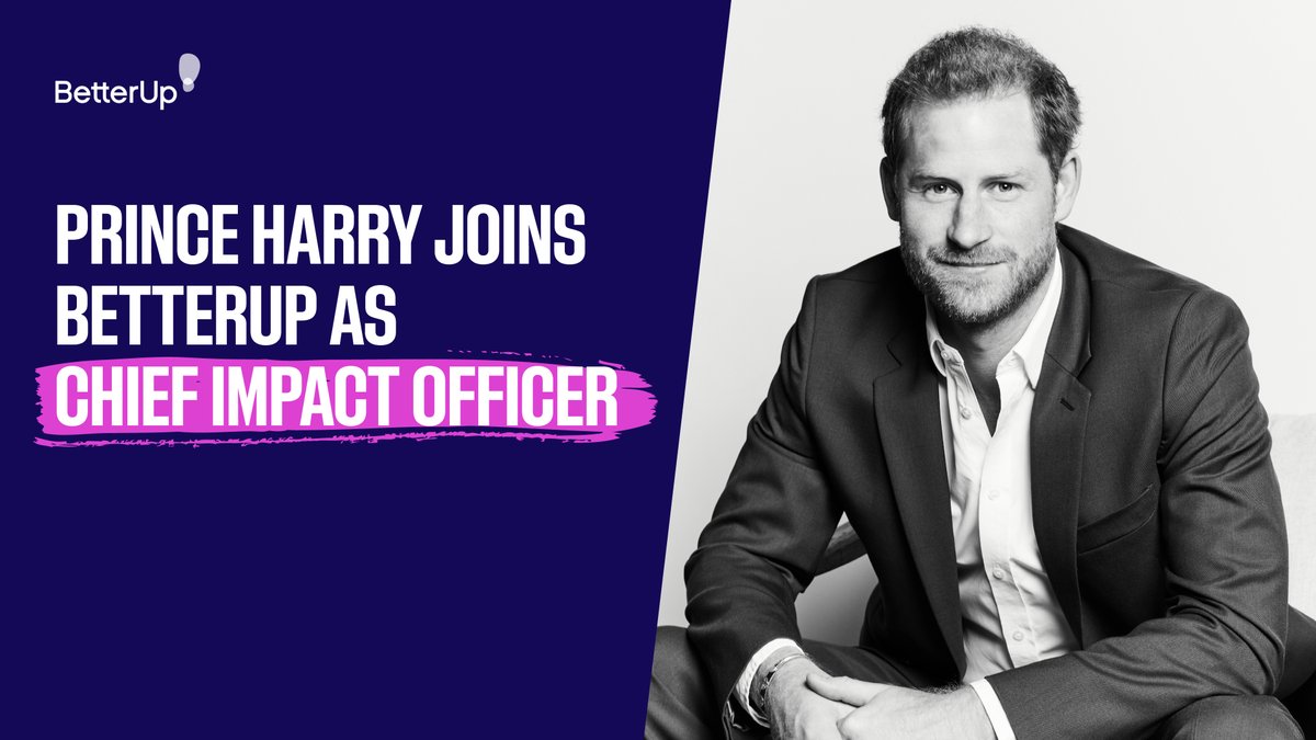 We are honored to welcome Prince Harry, The Duke of Sussex as BetterUp’s first Chief Impact Officer.

Learn more about how he will work to champion the importance of focusing on preventative mental fitness and human potential worldwide. 

social.betterup.com/uddEP