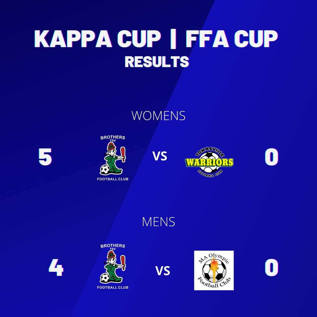 Results are in! Brothers Townsville men's and women's sides will travel to Cairns this weekend to take on Mareeba in the #KAPPACUP and Edge Hill in the #FFACUP. Good luck 
#townsvillefootball ⚽ @FFACup