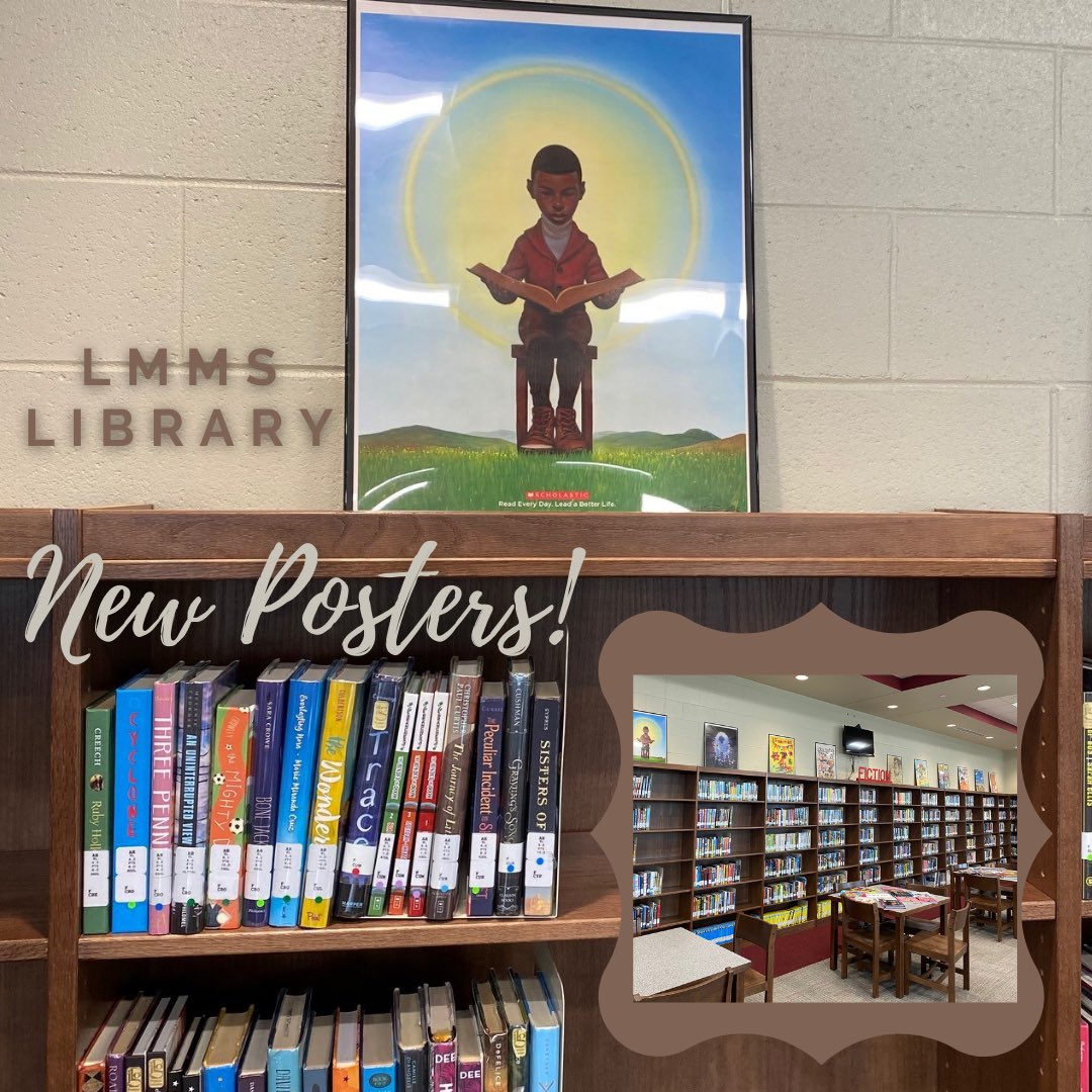 LMMSRocks's tweet photo. The library has added some beautiful posters to the fiction section!  #lmmsrocks https://t.co/jjtxbE4HWz
