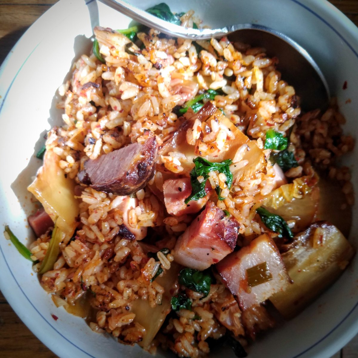 Intlcravingsllc's tweet photo. #kfood #Koreanfood #friedrice 
#pork #rice #kimchifriedrice https://t.co/2bxNU10OTx