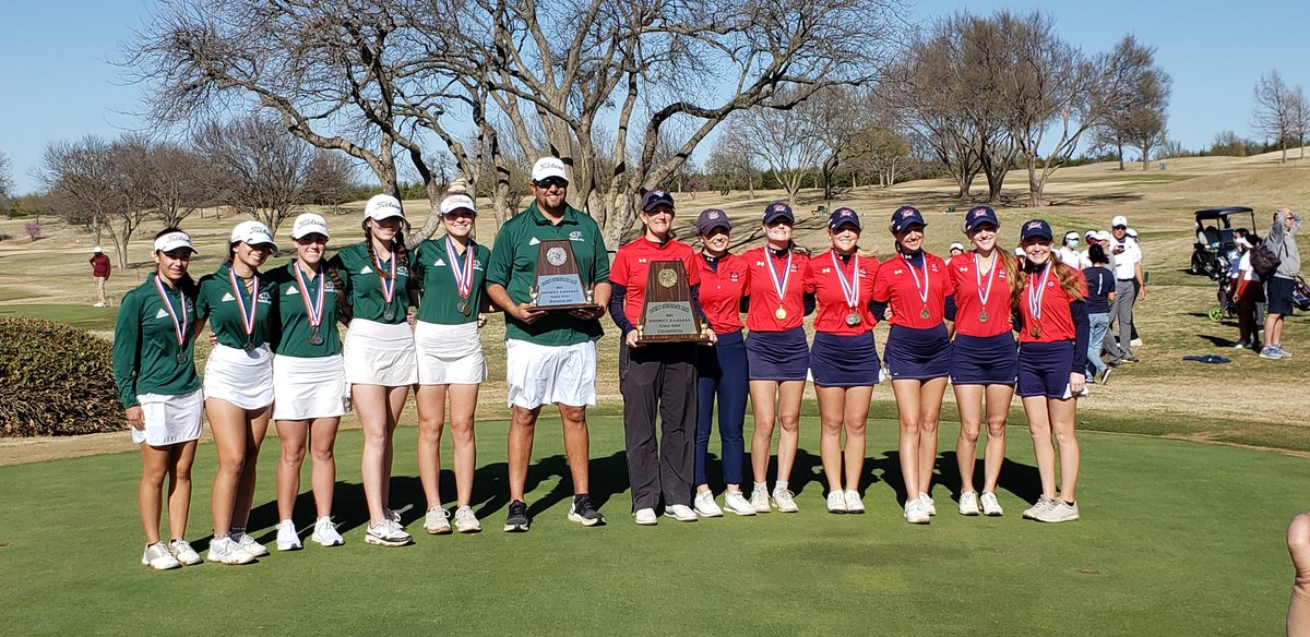 MWelchSLM's tweet photo. A busy afternoon of golf in Anna is in the books. @boydgirlsgolf and @prospergolfteam are headed to regionals after top 2 team finishes. McKinney Boyd finishes with a 14-shot lead to take home the 5-6A title, and Prosper edges Allen by 1 stroke for 2nd place. https://t.co/MKs474uOu1