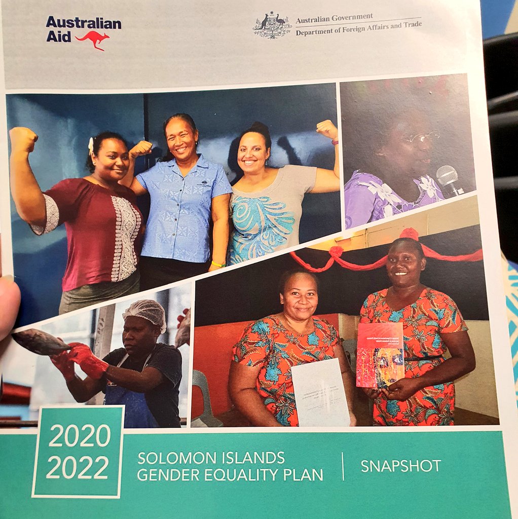 AbigailEChang's tweet photo. Reading the π¦πΊ Govt πΈπ§ #GenderEquality Plan 2020-2022 Snapshot in Honiara as part of designing a work output. Incredibly proud to see a passionate, fearless, inspirational thinker & former classmate @tarachetty on the cover with pawa meris across the #BluePacific @PacWomenProgram https://t.co/9MLOzmAxSH