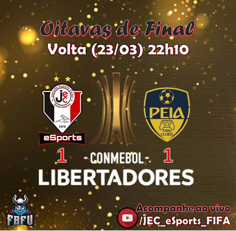 JEC_esports's tweet photo. [FIFA]

Hoje é dia de mata-mata pela Libertadores da FBFV.

Ontem, na partida de ida, acabamos cedendo o empate no finalzinho do jogo!

A partida da volta acontece hoje às 22h10 e, não podemos da margem para o azar.

Rumo às Quartas de Final!

#SóAVitóriaInteressa
#GOJEC https://t.co/ki4hIfimOr