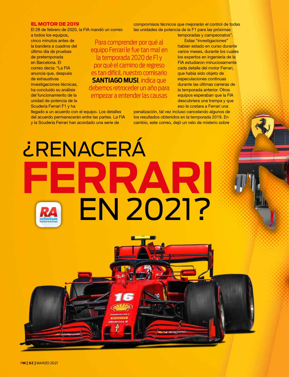 RAInfinitum's tweet photo. ¿Renacerá Ferrari en 2021? 🏎💨🏁 Descarga la revista @Fastmagmx y conoce el artículo completo.

✅ Descarga nuestra app @RAInfinitum en tu 📲
✅ Ábrela, apunta 🤳 a las imagen 👇 principal y vive la Realidad Aumentada. 

@escuderiatelmex #FASTmag #AceleraTuPasión #RAInfinitum https://t.co/2qOYWRq2ub