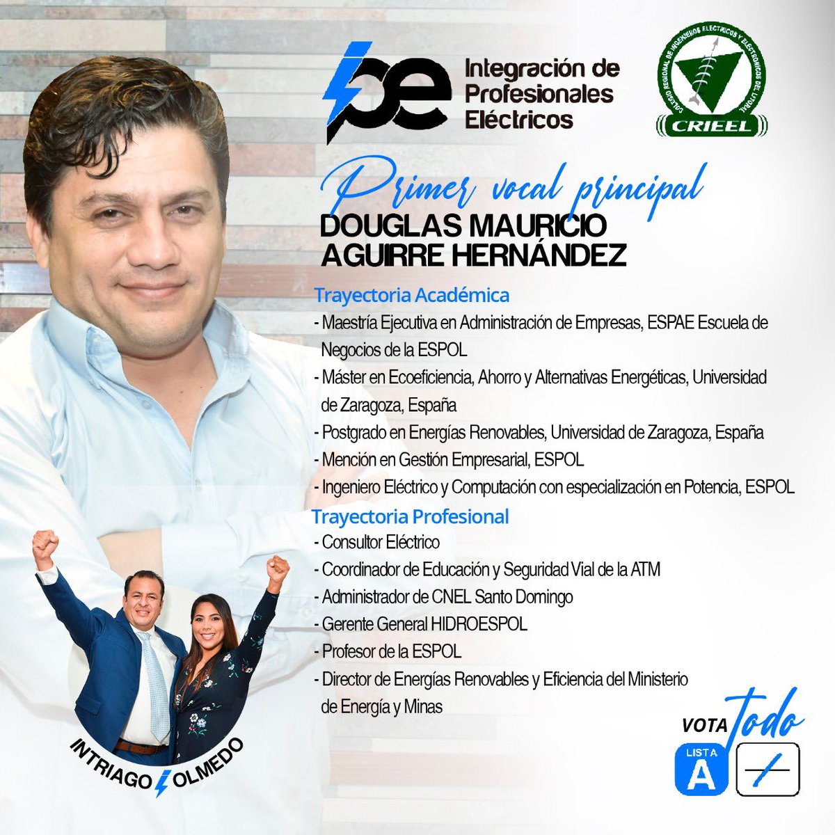 ipe2021's tweet photo. #Directorio | Queridos colegas os permitimos  presentarles a  Douglas Aguirre Primer Vocal Principal de nuestro Directorio liderado por Raúl Intriago y Emilia Olmedo esto es un trabajo en equipo en beneficio del #Crieel 

📌 plan de trabajo 👉🏻 https://t.co/B3owX8NbHp https://t.co/Uf9IdaVyLx