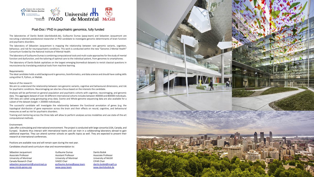 introspection's tweet photo. Ready to "reverse-engineer" the human brain in Montréal?

🚨#JobAlert: Post-Doc/PhD in psychiatric neurogenomics — fully funded!

Position in collaboration between @JacquemontSeb, @danilobzdok &amp; @ppsp_team

https://t.co/Y9dNQjdzPm #PleaseRT https://t.co/Dkg36T7aua