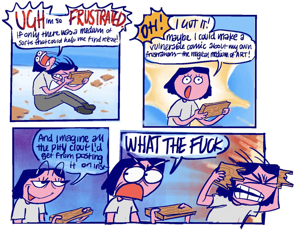 this is based off a tweet about wanting to break wood boards with my head 
