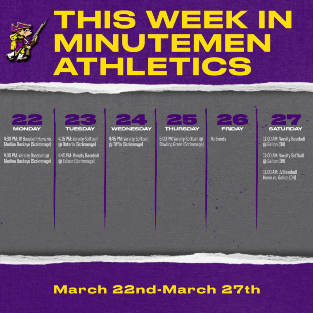 Halfway through a week of baseball and softball scrimmages, capped of with opening day on Saturday. Go Lex