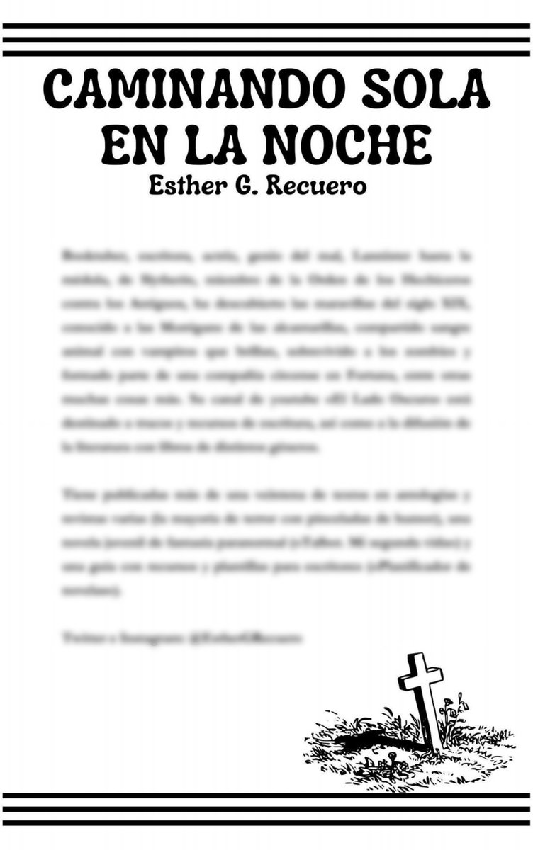 EstherGRecuero's tweet photo. Mi relato «Caminando sola en la noche» aparece en la antología Devoradoras, organizada por @EQSaenz ,@Kim_Pantaleon y @MarianneBossu . #AntologiaDevoradoras 
▼▼▼Se puede leer desde @lektu
 ▼▼▼
 https://t.co/Z9Mn9FL7ik https://t.co/071IWjnWf7