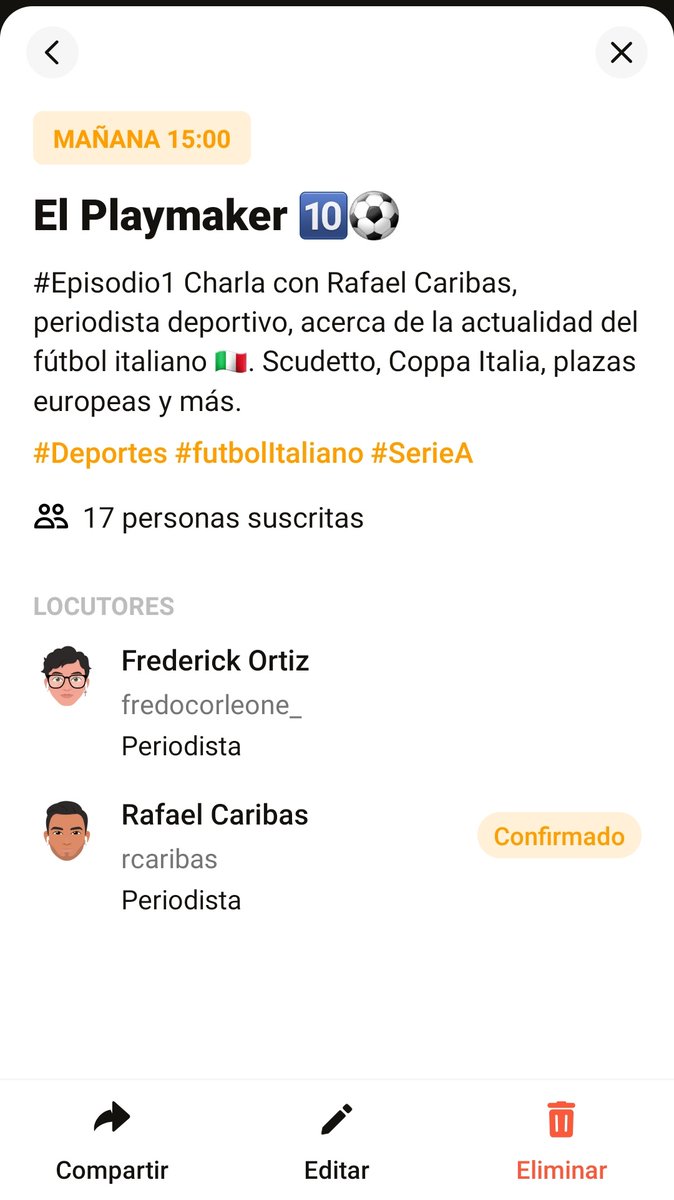 FredoCorleone_'s tweet photo. Chiquillos, mañana activos con el par de conversas que tendré con mis brothers @SirLuchoSuarez y @RCaribas por la app #STEREO.
Primer episodio de #ElPlaymaker hablando de la Serie A y segunda edición de #Futbolistos con todo sobre fichajes en este tramo final de la temporada. ⚽️ https://t.co/LhoWNCPvhn