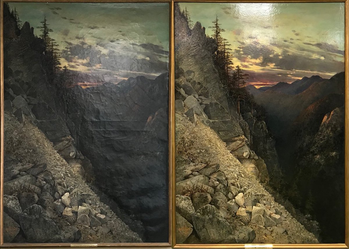 In 2020, the Altadena Libraries hired LA Art Labs to restore the historic painting "Millard Canyon at Granite Gate" (1896) by George Gardner Symons that has long been enjoyed by library visitors - learn more about the restoration process here: youtu.be/DuzQgdpFN-M