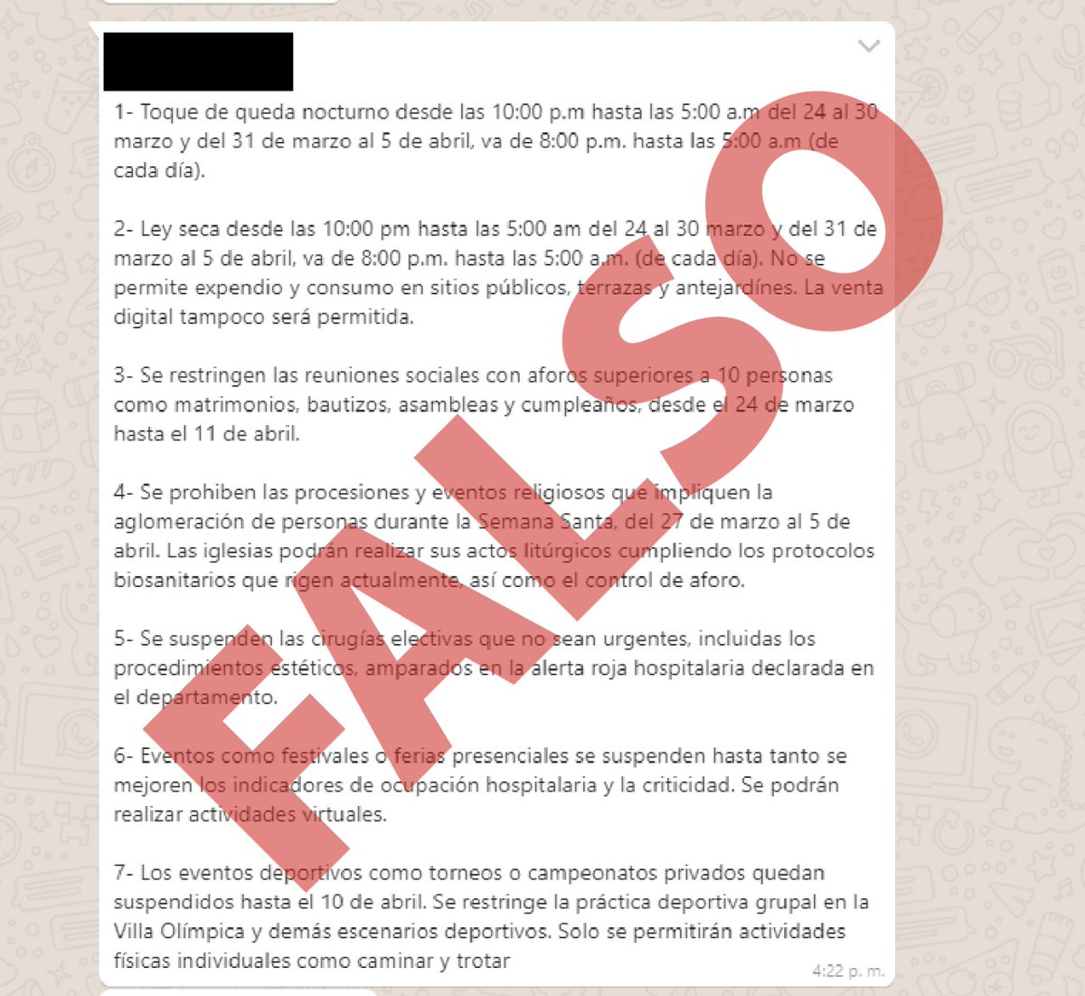 SeguridadCali's tweet image. 📢 #ATENCIÓN | Estas medidas que circulan por redes sociales y aplicaciones de mensajería son FALSAS ❌.

Invitamos a la ciudadanía a verificar cualquier información en los medios oficiales de @AlcaldiaDeCali antes de difundirla.

#CaliUnidaPorLaVida 💙❤️💚
@JorgeIvanOspina