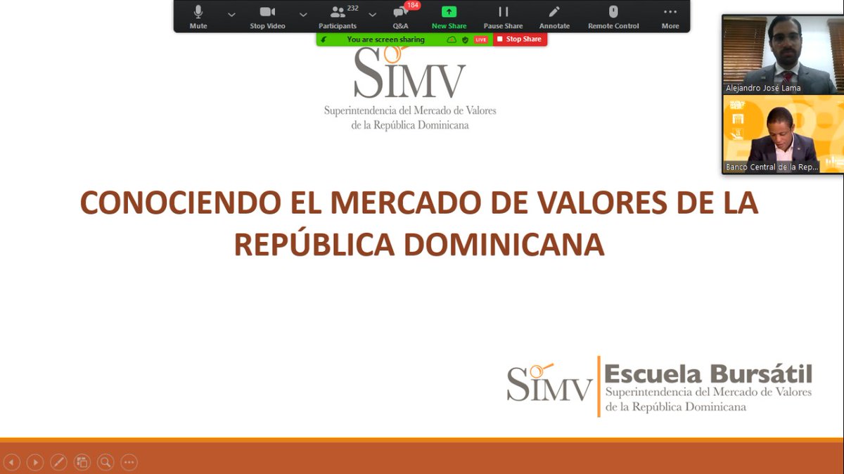 AlejandroLama30's tweet photo. Hoy tuve la oportunidad de volver a impartir el curso "Conociendo el Mercado de Valores" de la @SIMVRDO, esta vez dentro del marco de la #sefBCRD. Emocionado por tantos adolescentes interesados en el tema. Nunca somos ni muy jóvenes ni muy viejos para incursionar en el mercado! https://t.co/yFscRNfmt7