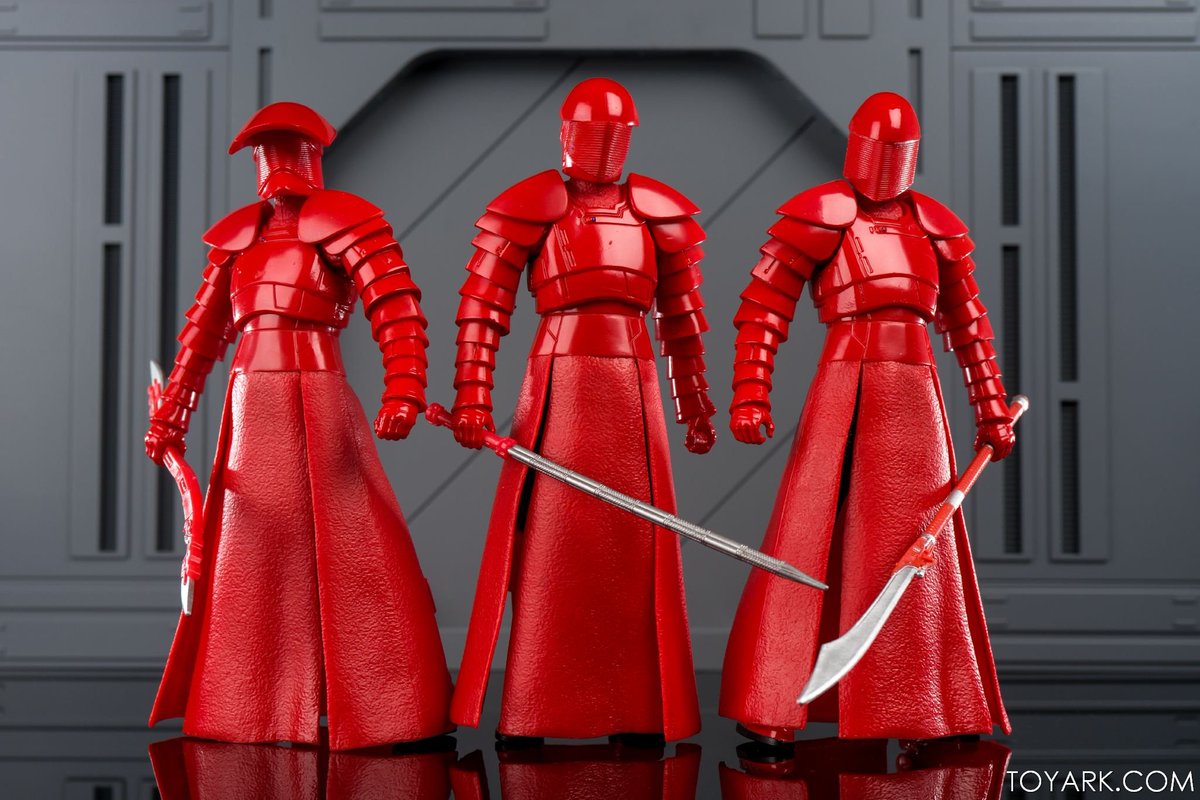 Their red armor evokes the Royal Guard of the Old Empire but it's even more reminiscent of the scarlet Sith symbology found on Exegol.They are cool.