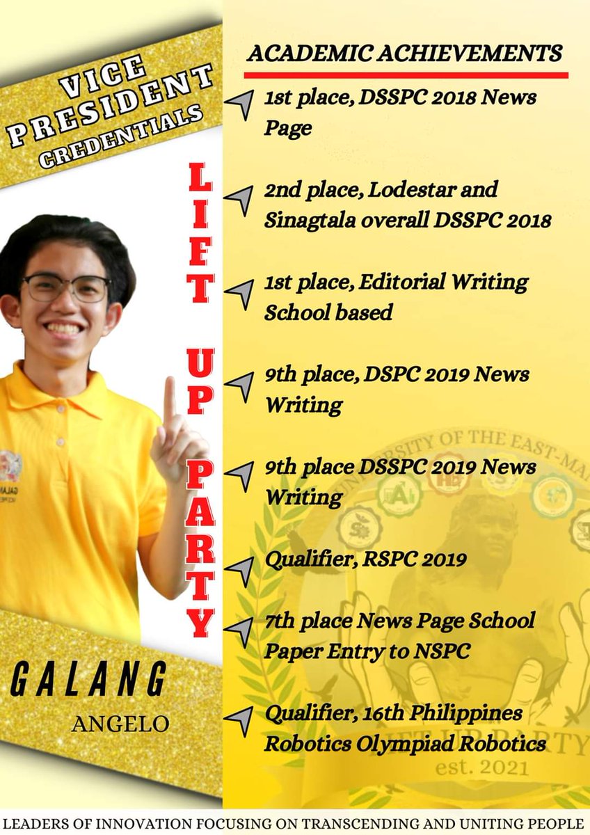 LiftupParty's tweet photo. Angelo Galang for Vice President and here is his credentials!

#GalangIsangNilalangNahindiNiLalang
#GustoMoBaNgLDR?(LeadershipDevelopmentAndResiliency)
#KayGalangHindiKaManghihinayang
#LiftUpParaSaHinaharap
#SaLiftUpLahatAangat https://t.co/kS4Fe2Izrq