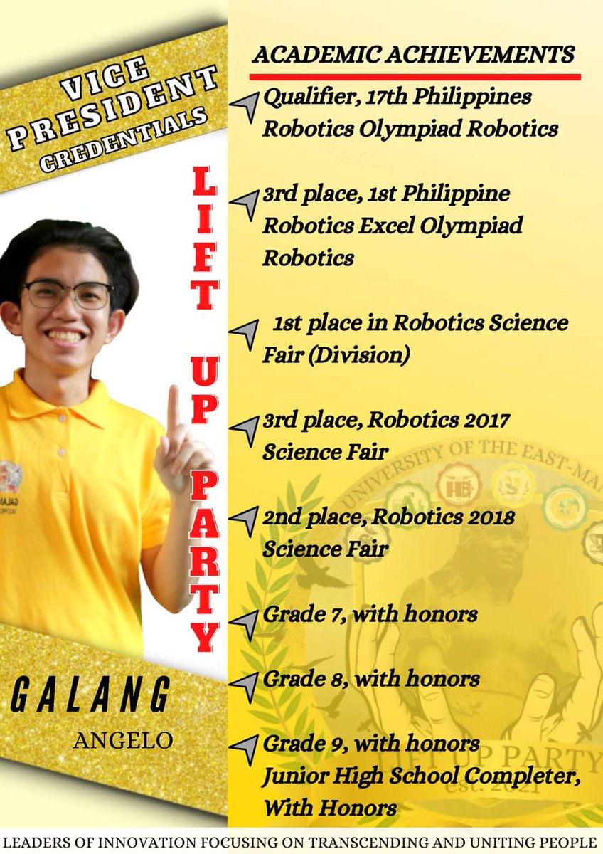 LiftupParty's tweet photo. Angelo Galang for Vice President and here is his credentials!

#GalangIsangNilalangNahindiNiLalang
#GustoMoBaNgLDR?(LeadershipDevelopmentAndResiliency)
#KayGalangHindiKaManghihinayang
#LiftUpParaSaHinaharap
#SaLiftUpLahatAangat https://t.co/kS4Fe2Izrq