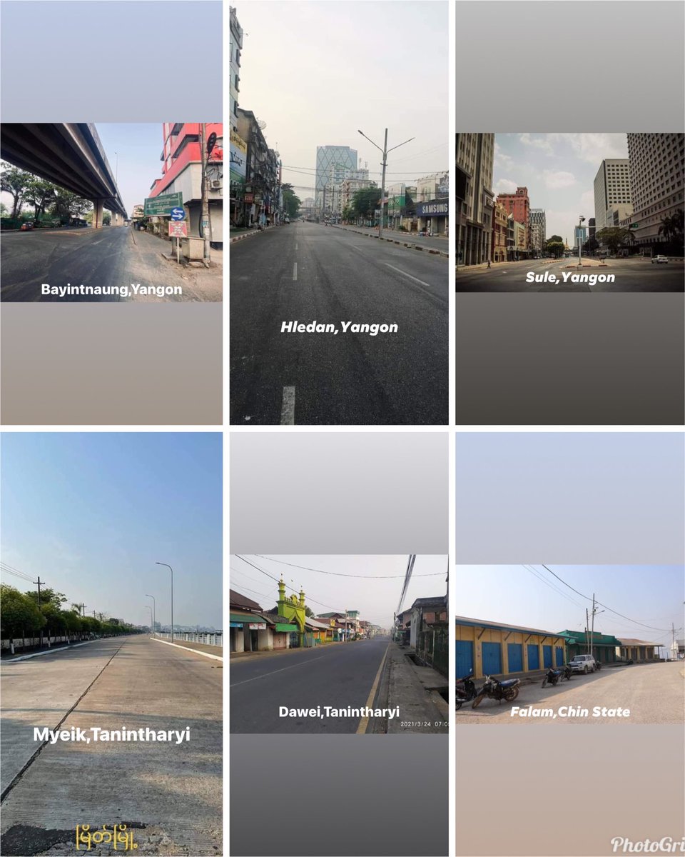 ptopwint_ss's tweet photo. @cvdom2021 SILENCE STRIKE is successful almost all urban and rural areas in 
Myanmar 🇲🇲 . 
Dear World, Please give attention to we,Myanmar people SILENCE REVOLUTION which shows not only our loudest cry but also our strong unity ‼️

SILENCE REVOLUTION 
#WhatsHappeningInMyanmar #Mar24Coup https://t.co/GI8Eonip2f
