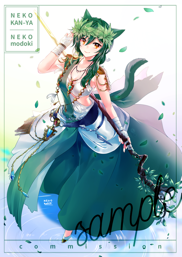 Commission 緑の似合う森の精霊のようなミコッテさん ご依頼ありがと 猫もどき Aiねこもどきのイラスト