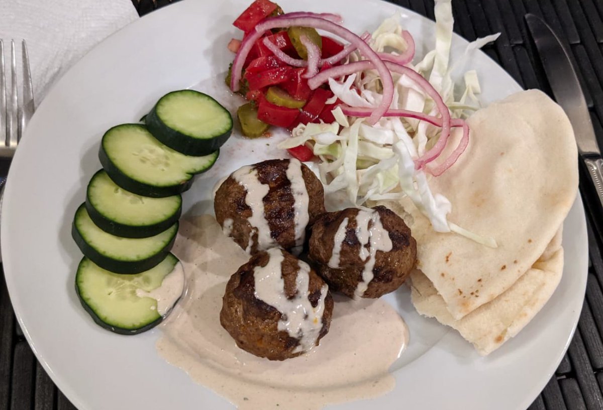 DeakinSound's tweet image. Middle-eastern koftas with tahini sauce was Tuesday night's special! 😀