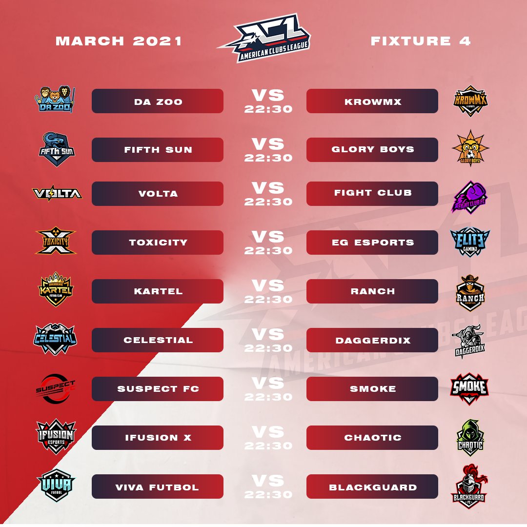 aclchampionship's tweet photo. ACL is back!! Fixtures 3 and 4.
Good luck everyone!

#VirtualProNetwork | #VPN | #ACL | #ProClubs | #eSports | #gaming | #Xbox | #Fifa21 | #FIFA21XboxOne | #FUT | #ACLXBOX https://t.co/U4oChaD8Hh