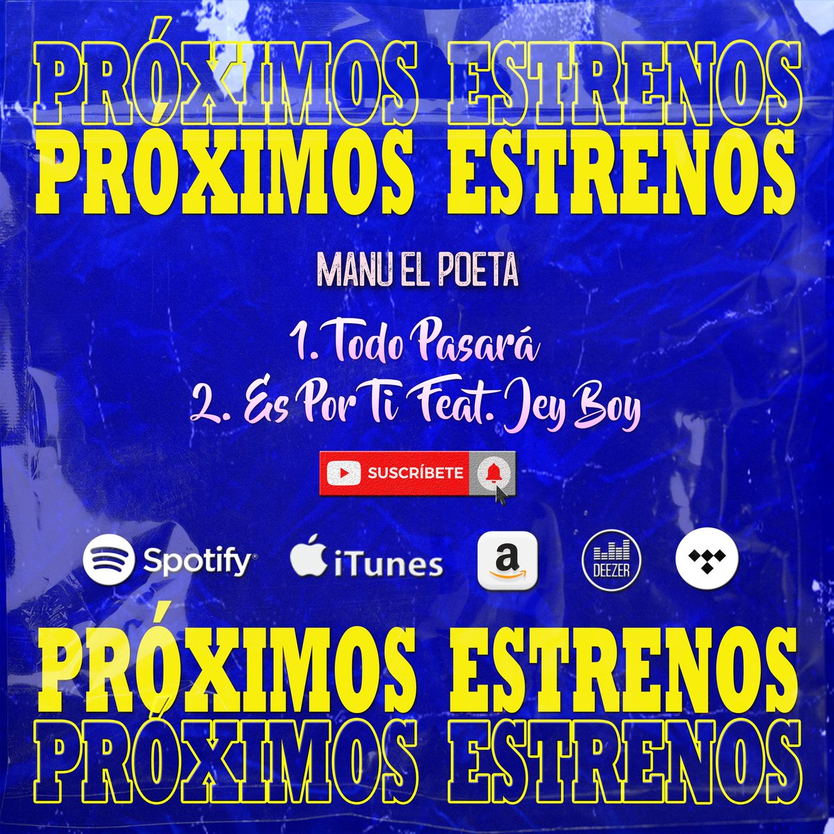 ManuElPoetaMP's tweet photo. Bendiciones a todos, es de mucha alegría anunciarles que se acerca el estreno de 2 temas musicales que contienen un hermoso mensaje de parte de Dios para nuestras vidas.
1. Todo Pasará.
2. Es Por Ti ft Jey Boy.
Estoy seguro que será de bendición para todos. Pendientes#ManuElPoeta https://t.co/cmjI4znrsH